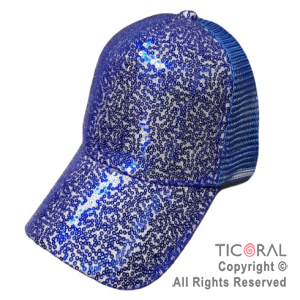 SOMBRERO VISERA TRUCKER LENTEJUELAS AZUL CAP x 1